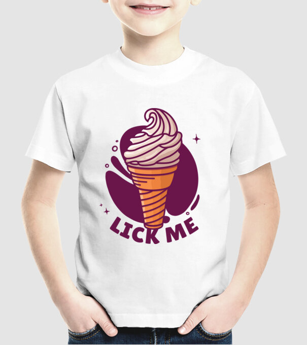 Lick Me minta fehér pólón