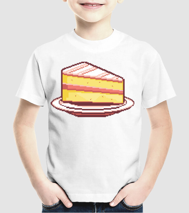 Pixel torta minta fehér pólón