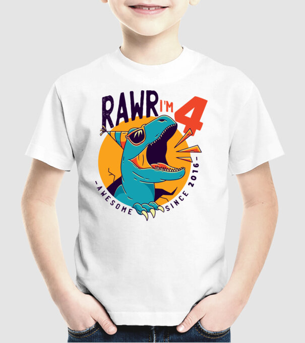 Rawr i'm 4 - awesome since 2016 minta fehér pólón