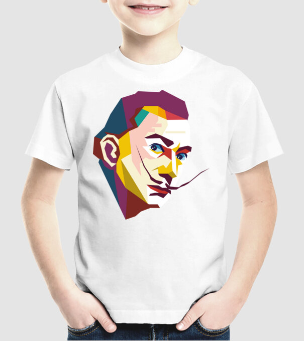 Salvador Dali absztrakt minta fehér pólón
