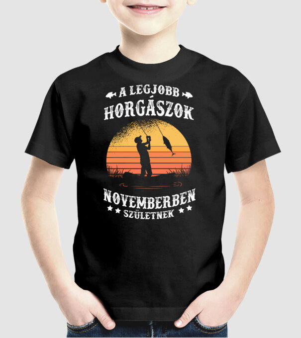 A legjobb Horgászok Novemberben születnek minta fekete pólón