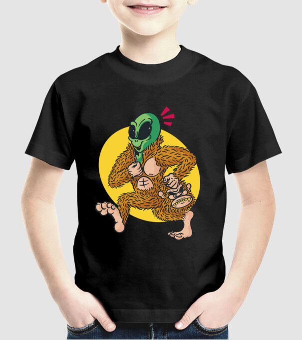 Alien Sassquatch minta fekete pólón
