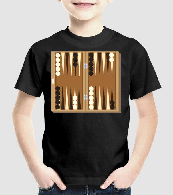 Backgammon tábla minta fekete pólón