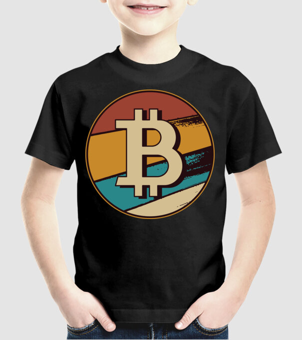 Bitcoin retro minta fekete pólón