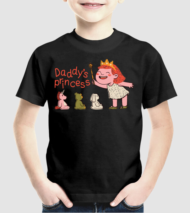 Daddy's Princess - Apa kicsi hercegnője minta fekete pólón