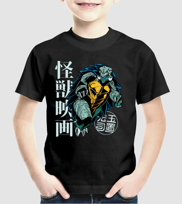 Japán teknős minta fekete pólón