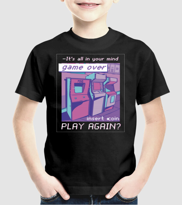 Játékterem Retro Arcade minta fekete pólón