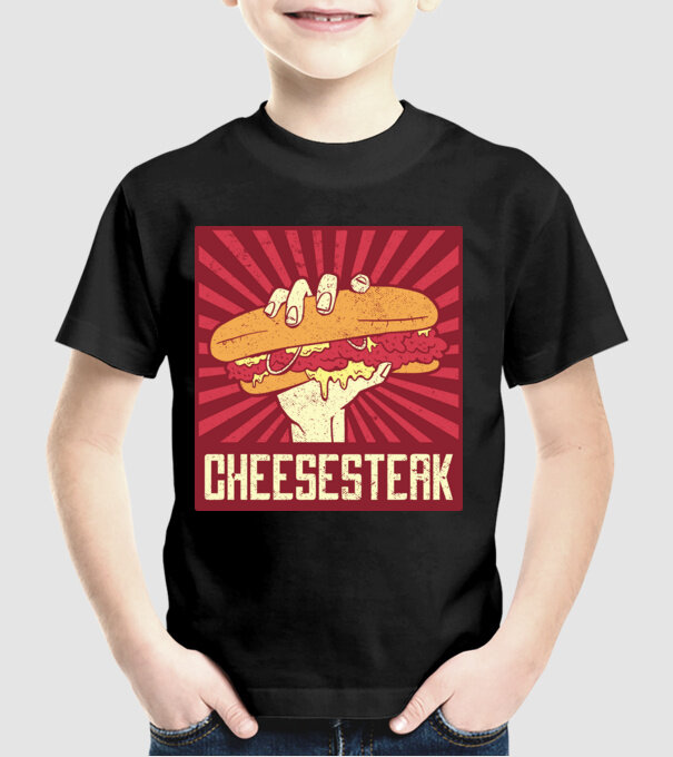 Sajt steak minta fekete pólón