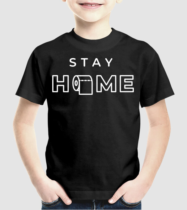 Stay home Wc papír minta fekete pólón