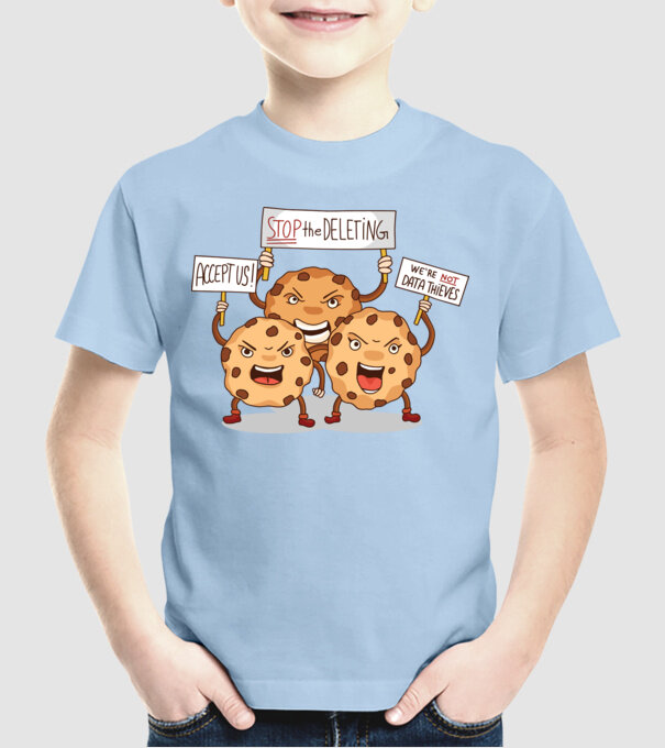 Cookie Tüntetés minta világoskék pólón