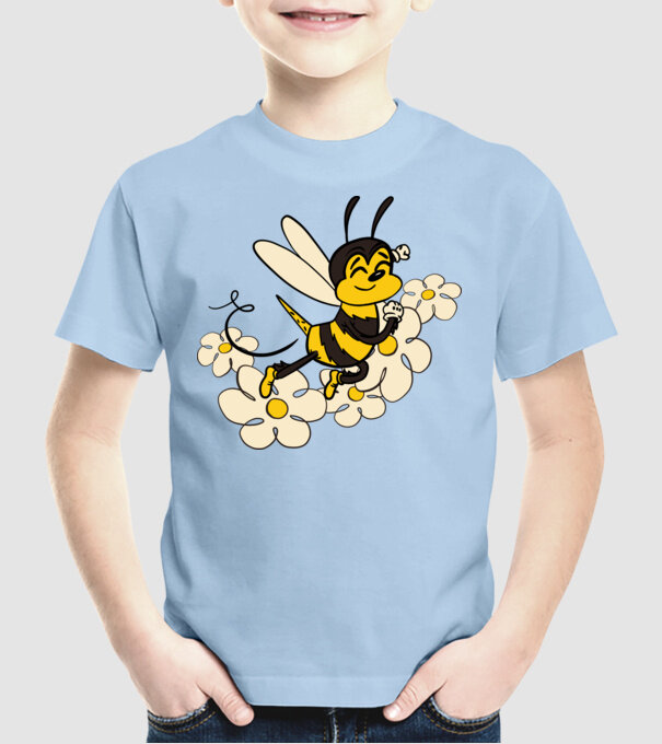 Méhecske Virág minta világoskék pólón
