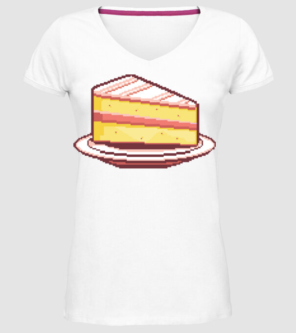 Pixel torta minta fehér pólón