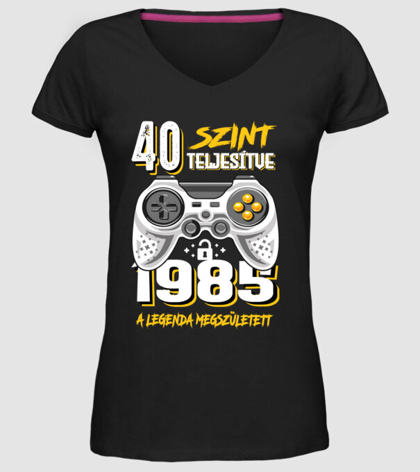 GAMER szint teljesítve 40. 1985 minta fekete pólón