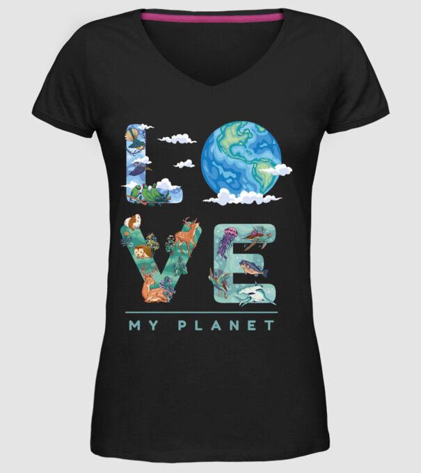 Love my Planet - Szeresd a Földet minta fekete pólón