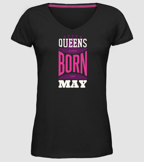 Queens are born in May minta fekete pólón
