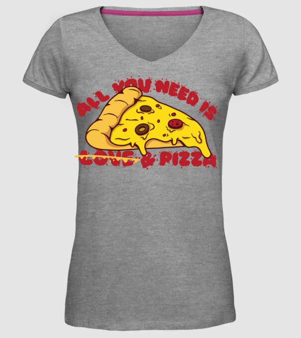 All You Need is Love and Pizza minta szürke pólón