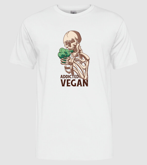 Addicted vegan minta fehér pólón