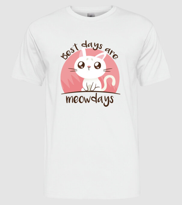 Best days are Meowdays minta fehér pólón