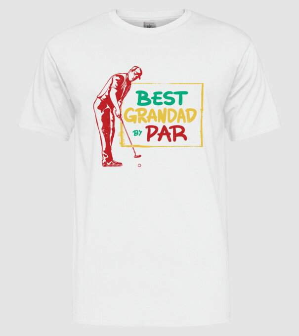 Best Grandad by par - Legjobb Golfos Nagypapa minta fehér pólón