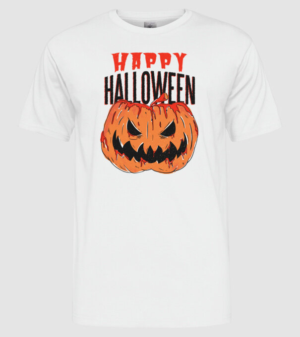 Boldog Halloweent Pumpkin minta fehér pólón