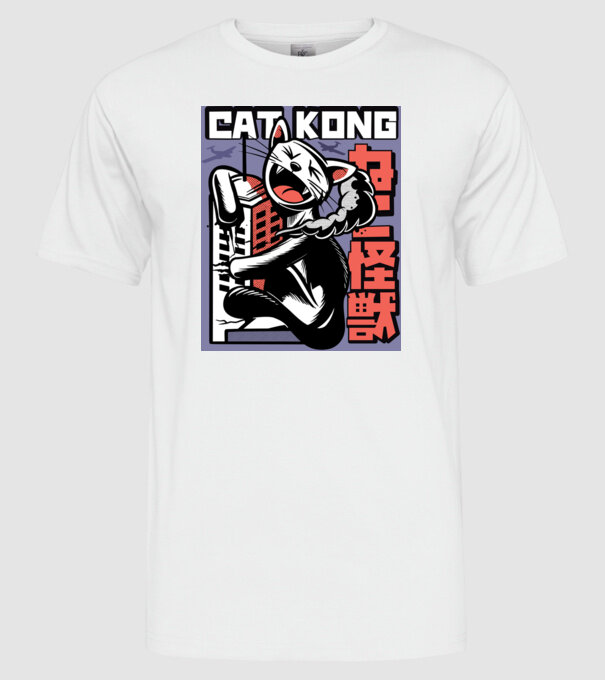 Cat Kong minta fehér pólón