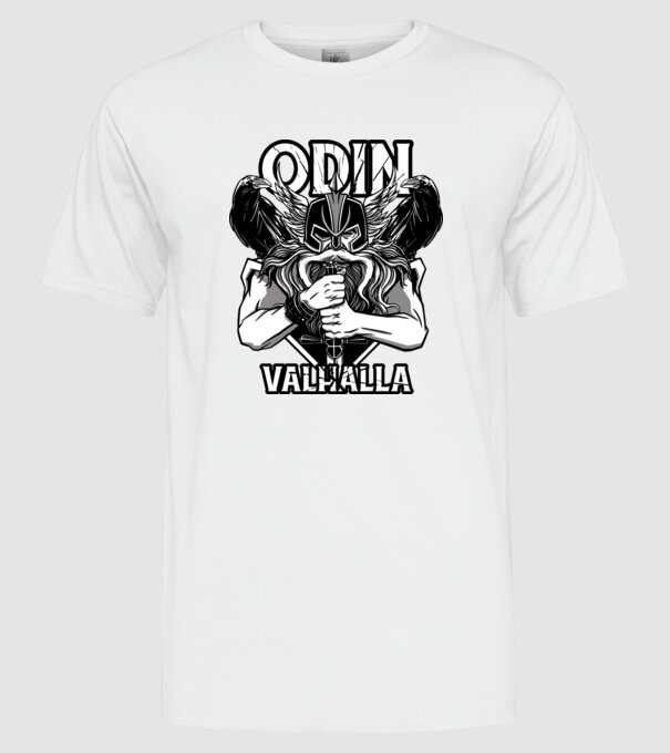 Odin Valhalla minta fehér pólón