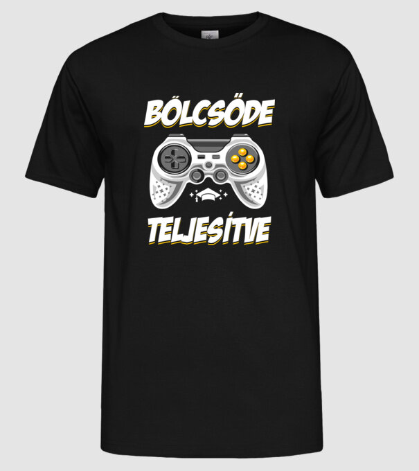 Bölcsőde teljesítve gamer ballagás minta fekete pólón