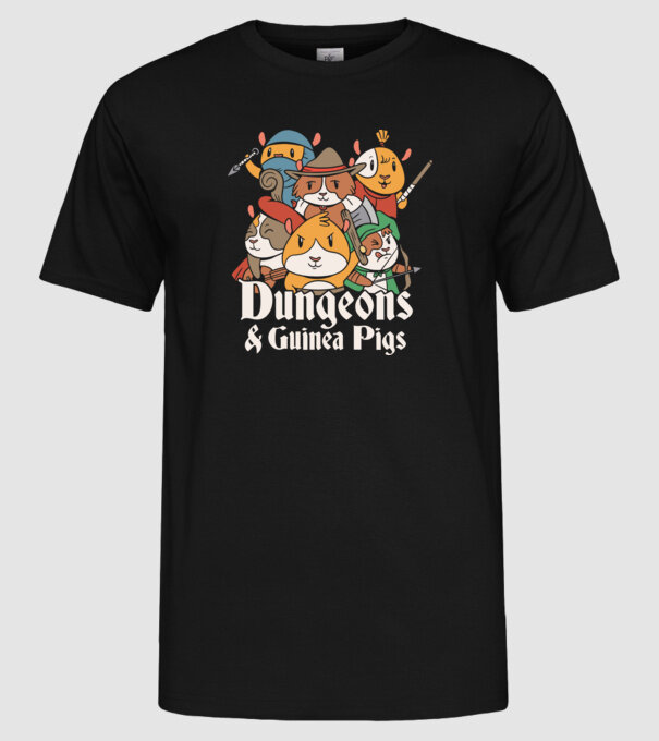Dungeons And Guinea Pigs minta fekete pólón
