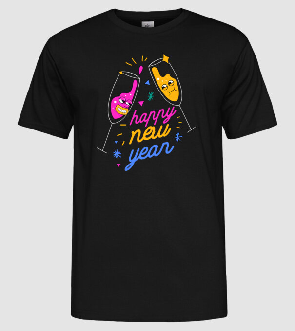 Happy New Year 2021 minta fekete pólón