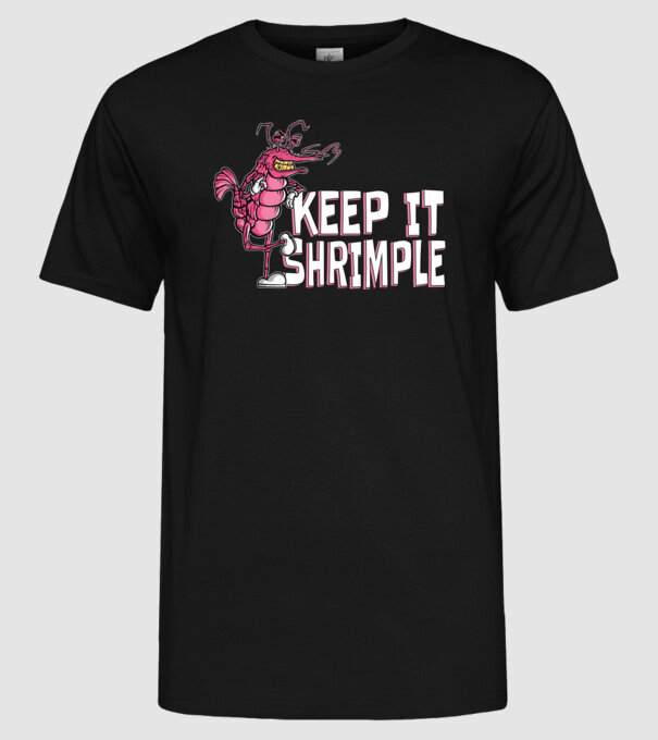 Keep It Shrimple minta fekete pólón