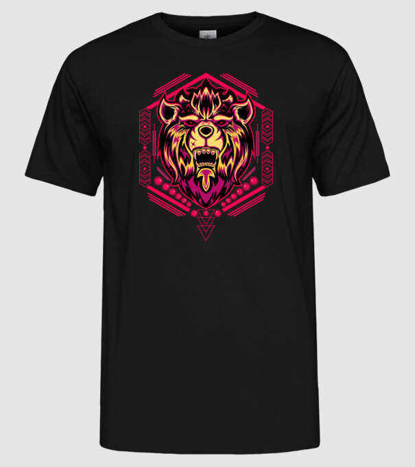 Lion geometry minta fekete pólón