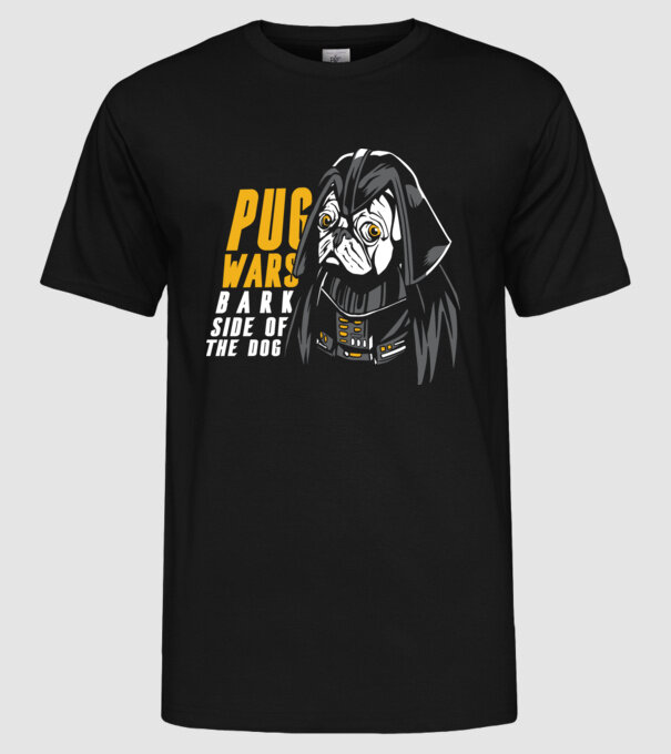 Pug Wars Mopsz minta fekete pólón