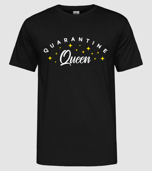 Quarantine queen minta fekete pólón