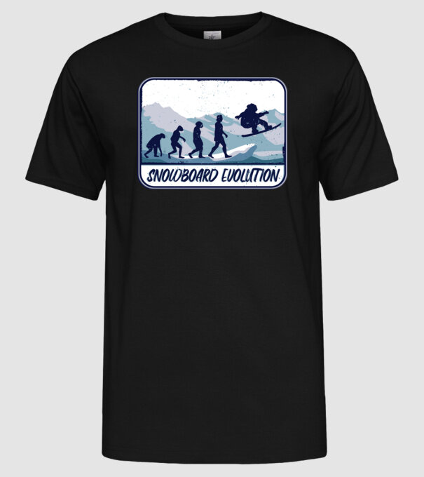 Snowboard evolúció minta fekete pólón