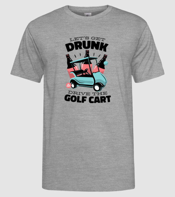 Golf kocsi minta szürke pólón