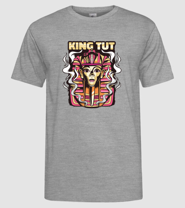 King Tut - Tutanhamon Fáraó minta szürke pólón