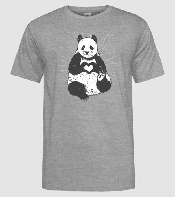 Panda szív minta szürke pólón