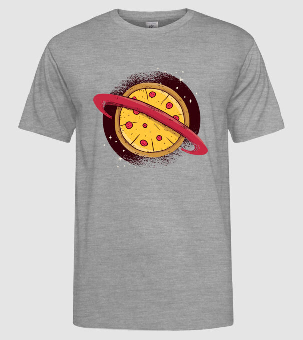 Pizza Bolygó minta szürke pólón
