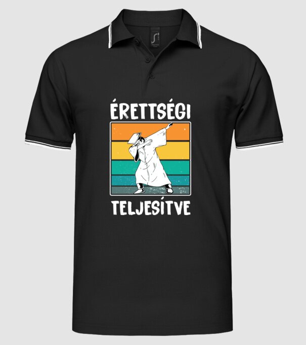 Érettségi teljesítve retro minta fekete pólón
