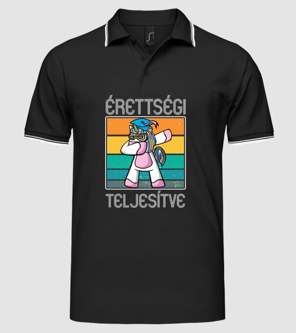 Érettségi teljesítve unikornis minta fekete pólón