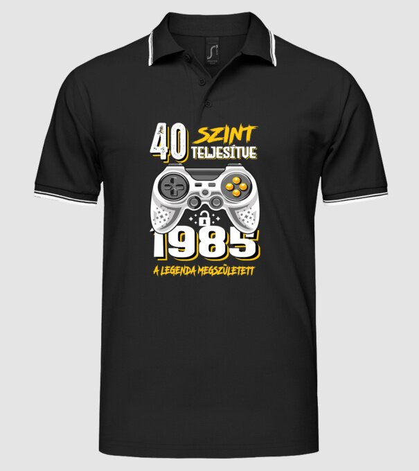 GAMER szint teljesítve 40. 1985 minta fekete pólón
