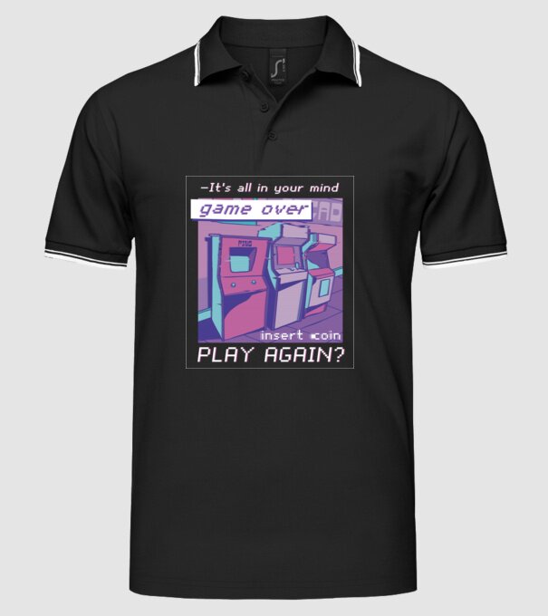 Játékterem Retro Arcade minta fekete pólón