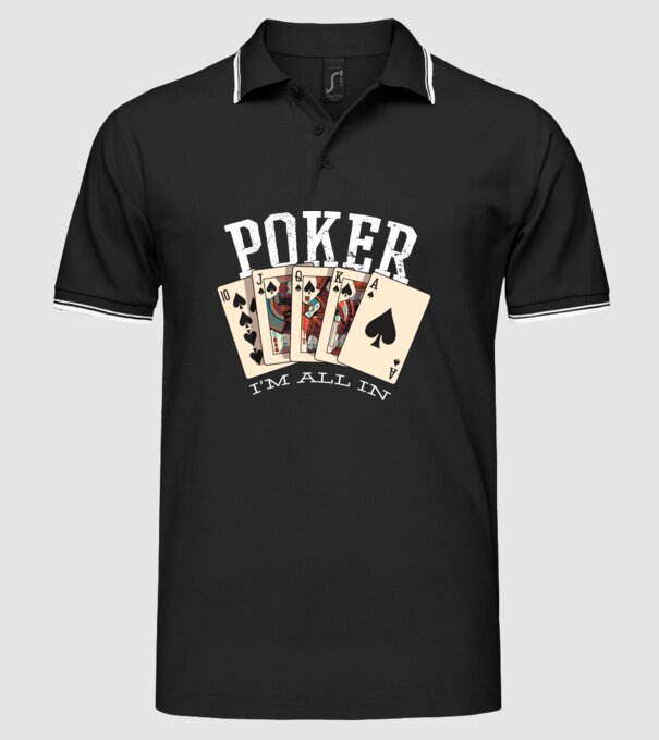 Poker All in minta fekete pólón