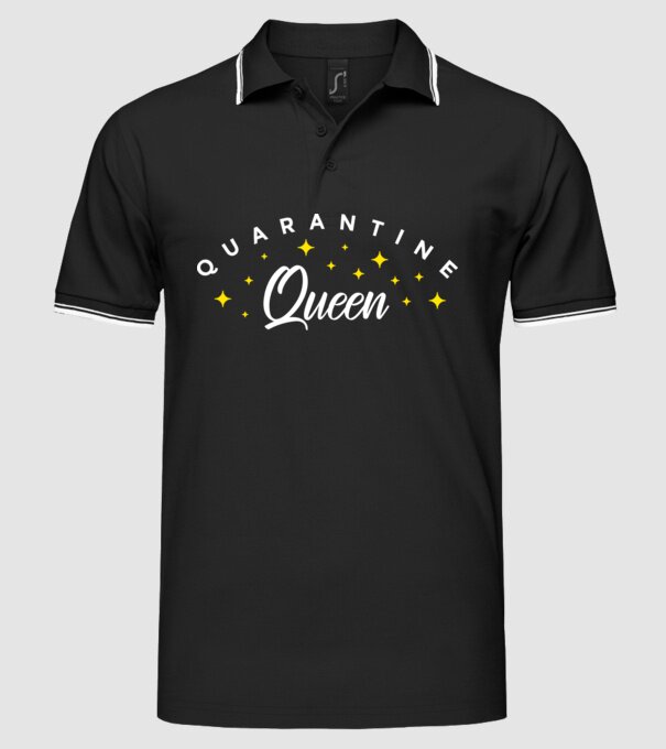 Quarantine queen minta fekete pólón