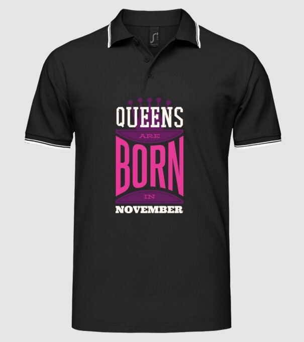 Queens are born in November minta fekete pólón