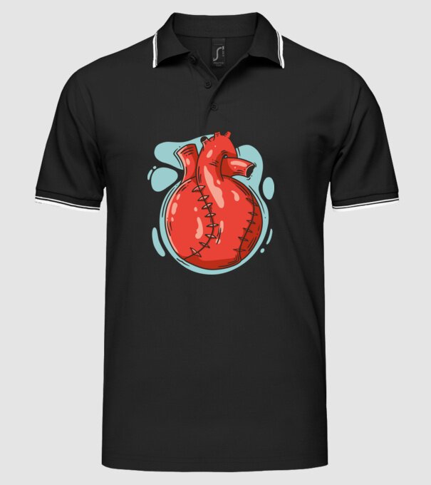 Softball Heart minta fekete pólón
