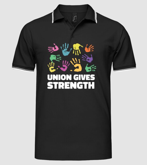 Union Gives Strenght minta fekete pólón