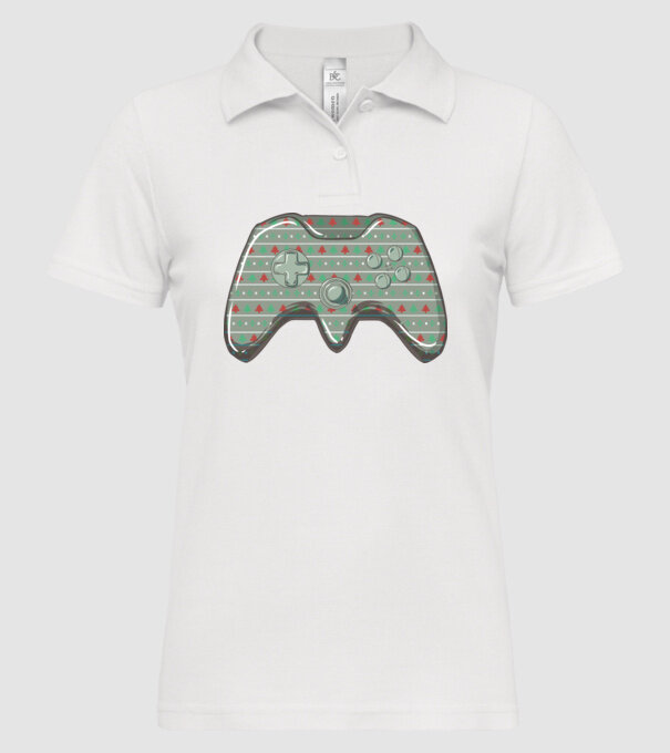 Karácsonyi Kontroller Gamer minta fehér pólón