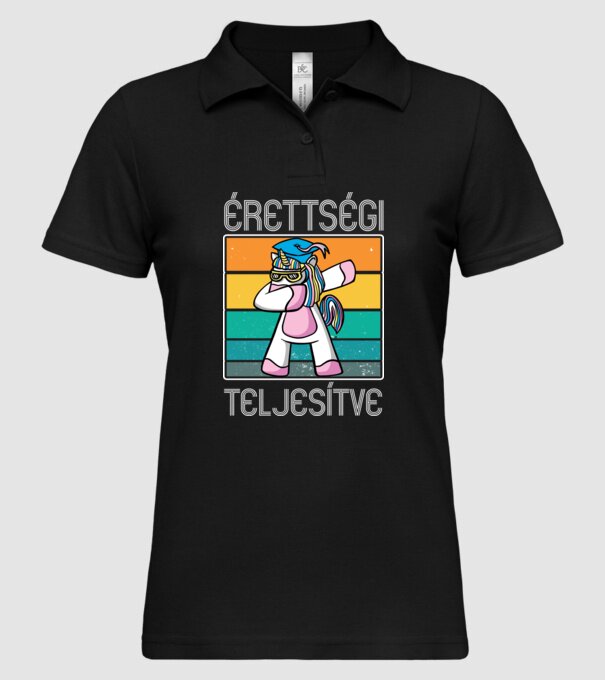 Érettségi teljesítve unikornis minta fekete pólón
