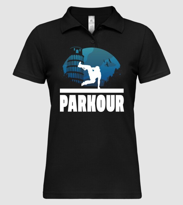 Parkour minta fekete pólón